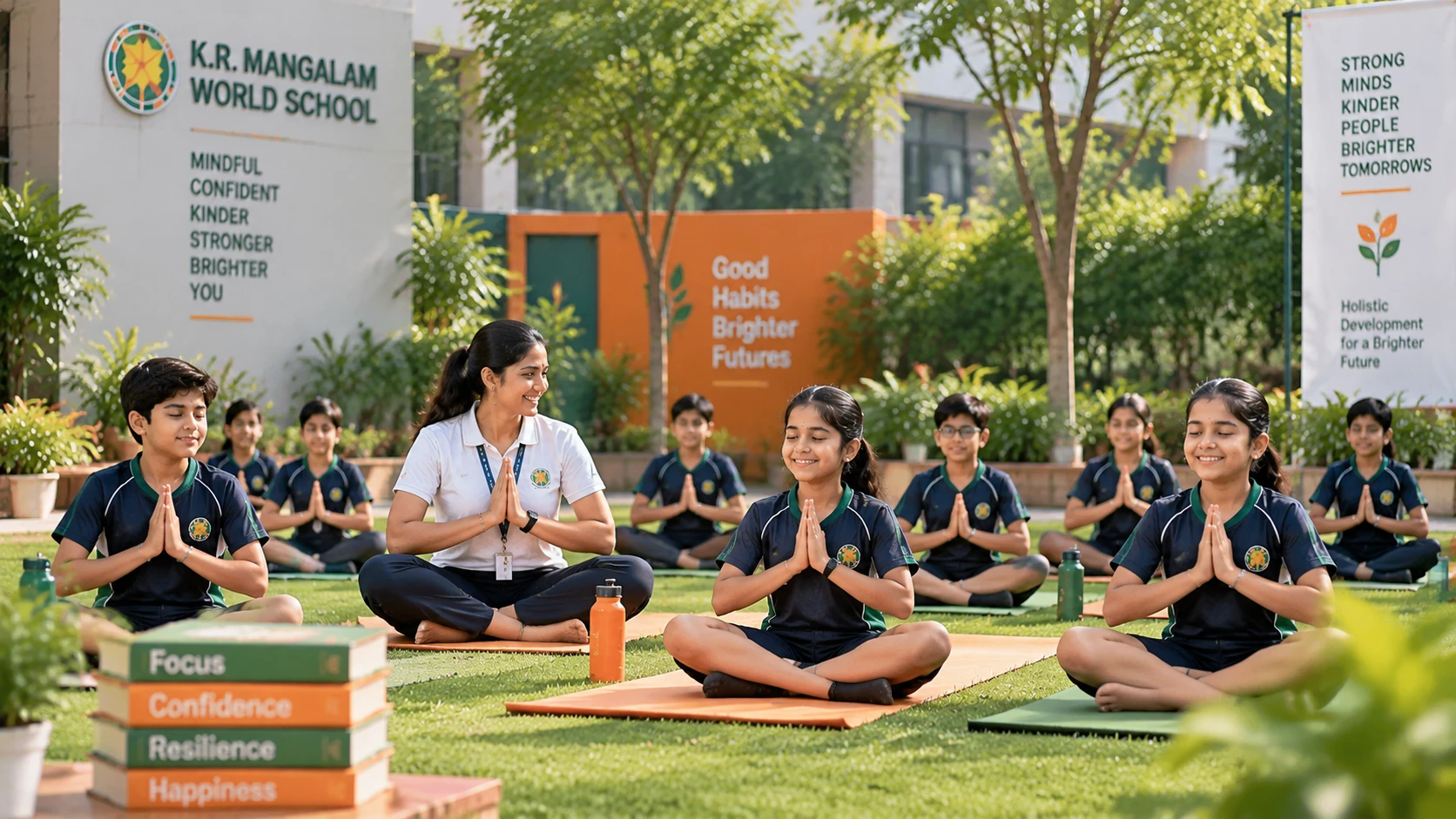 Students at K.R. Mangalam World School, Indirapuram taking part in Signature Programmes -- sports, arts, and personality development activities